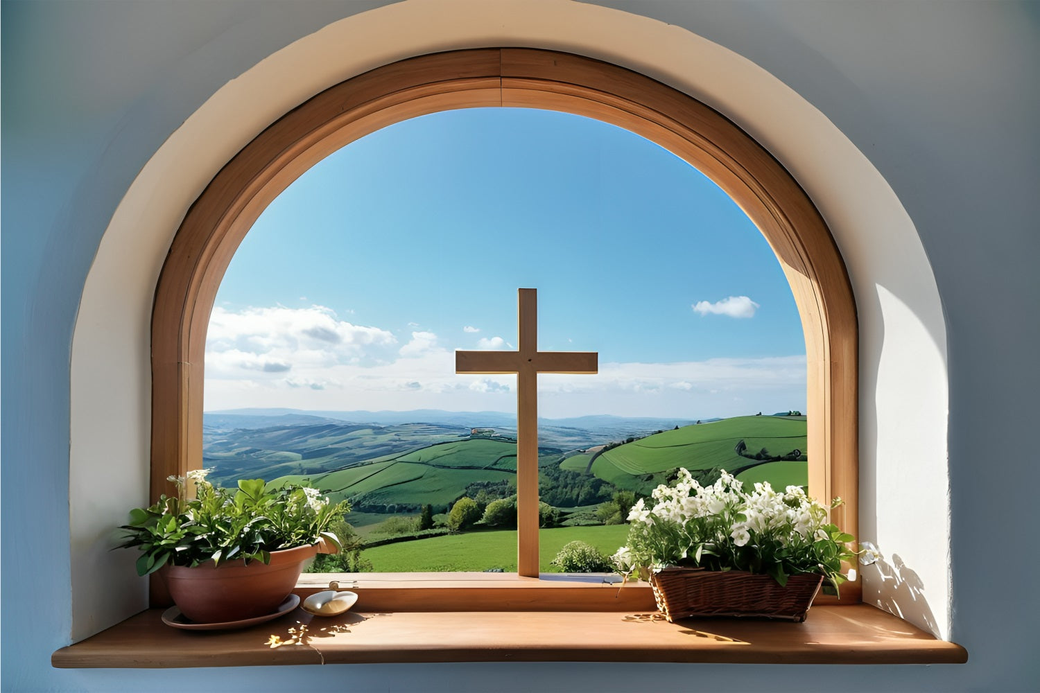 Ostern Fotohintergrund Kreuz über Hills Serenity Hintergrund BRP11-317