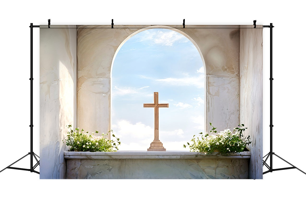 Ostern Fotohintergrund Marmorbogen Kreuz Himmel Hintergrund BRP11-323