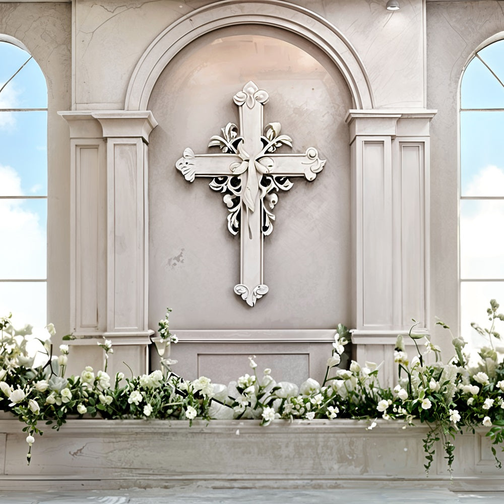 Ostern Hintergrund für Kirche Altar Floral Cross Hintergrund BRP11-324