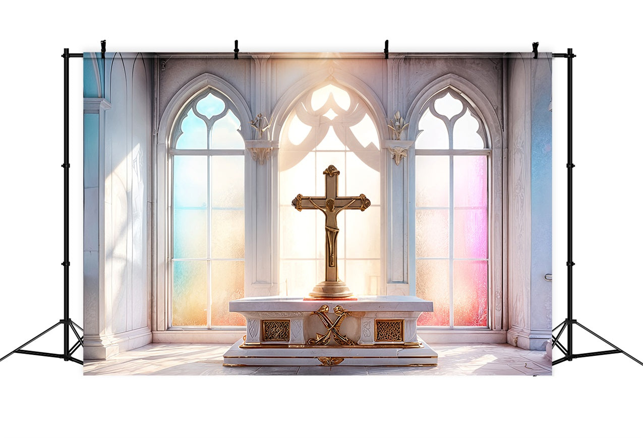 Ostern Fotohintergrund Kirche Altar Glas Kreuz Hintergrund BRP11-326