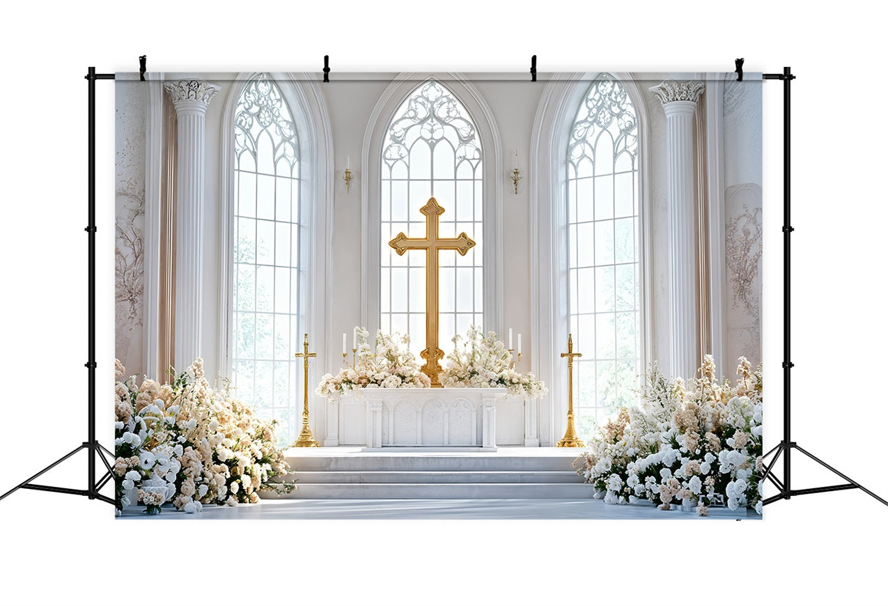 Ostern Kirche Fotohintergrund Kreuz Altar Floral Hintergrund BRP11-330