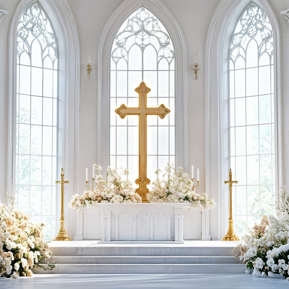 Ostern Kirche Fotohintergrund Kreuz Altar Floral Hintergrund BRP11-330