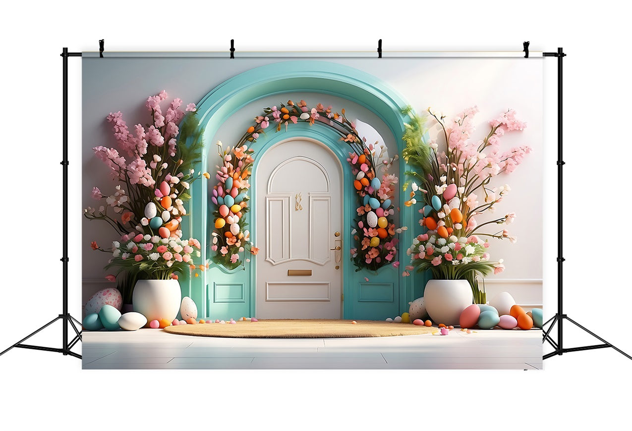 Einfache Ostern Hintergrund Ei Bogen Floral Hintergrund BRP11-335