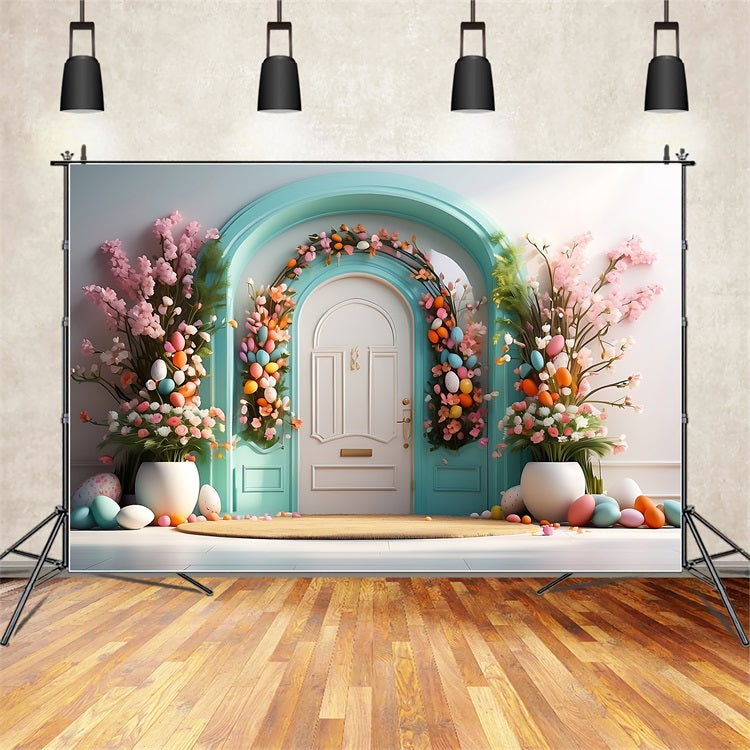 Einfache Ostern Hintergrund Ei Bogen Floral Hintergrund BRP11-335