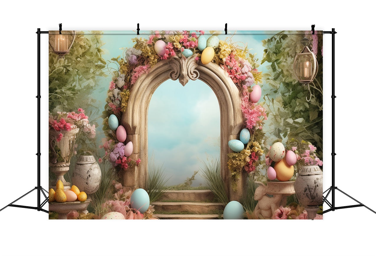 Hintergrund für Ostern Pastell Ei Steinbogen Hintergrund BRP11-336