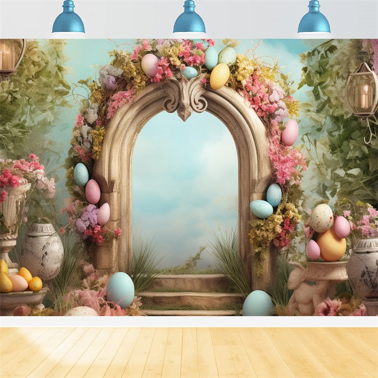 Hintergrund für Ostern Pastell Ei Steinbogen Hintergrund BRP11-336