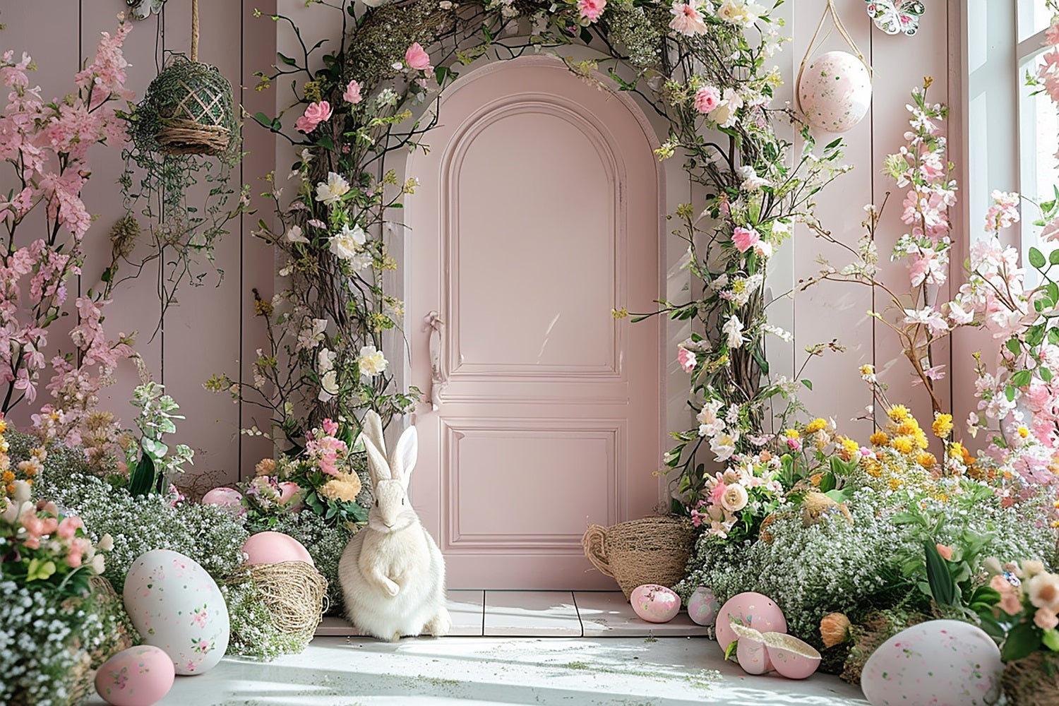 Osterhase Fotohintergrund Tür Floral Bogen Hintergrund BRP11-339