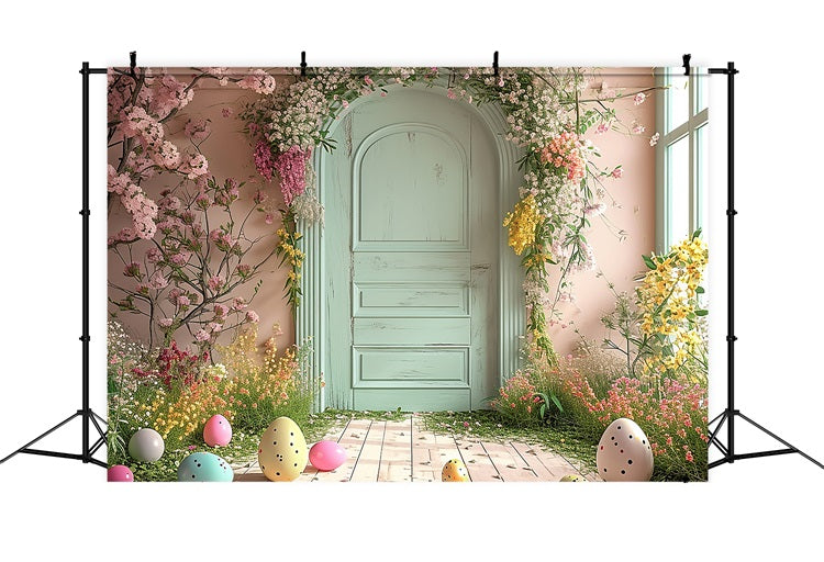 Ostern Hintergrund Ideen Ei Mint Tür Blumen Hintergrund BRP11-340