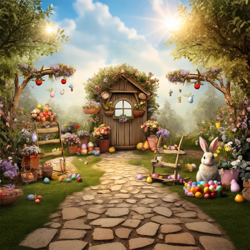 Frohe Ostern Hintergrund Hase Gartenweg Eier Hintergrund BRP11-360