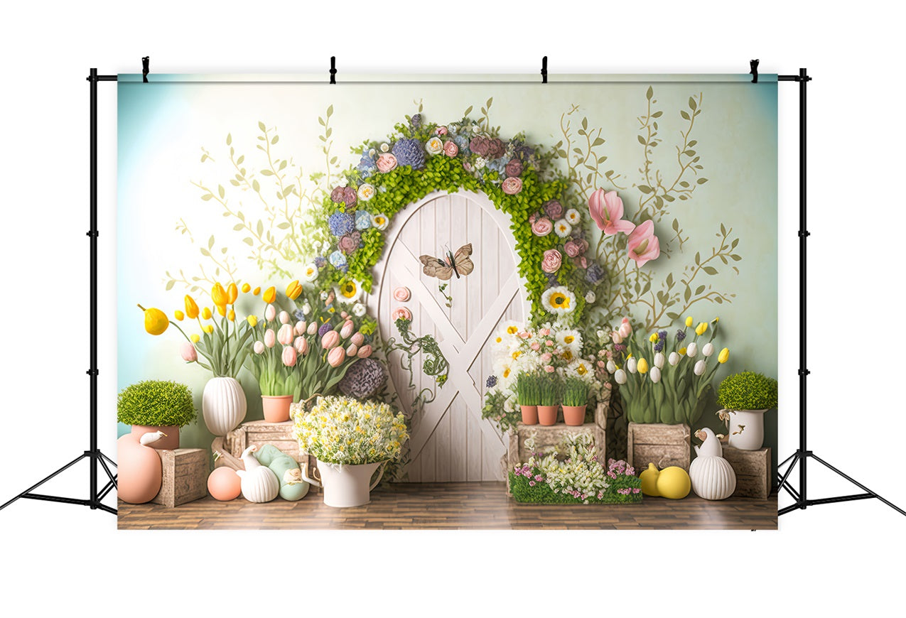 Ostern Hintergrund Tulpe Schmetterling Tür Dekor Hintergrund BRP11-362