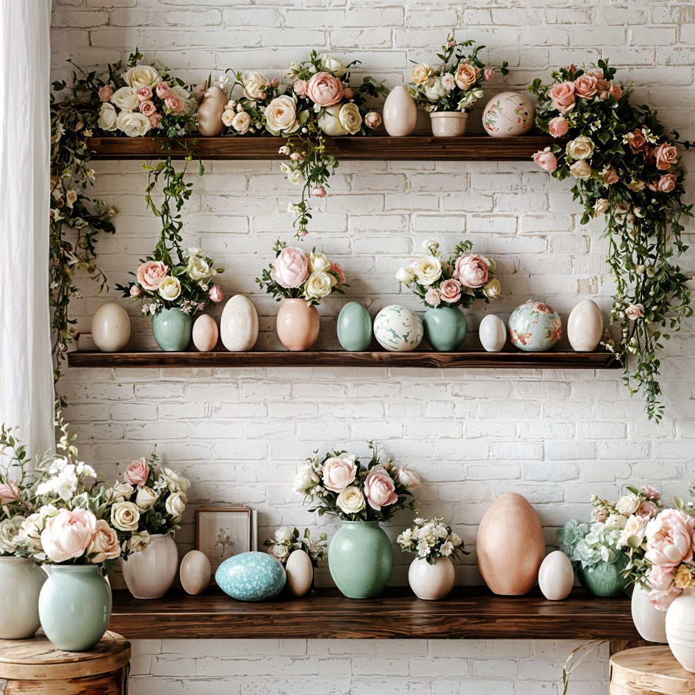 Ostern Fotografie Hintergrund Backsteinmauer Floral Egg Hintergrund BRP11-369