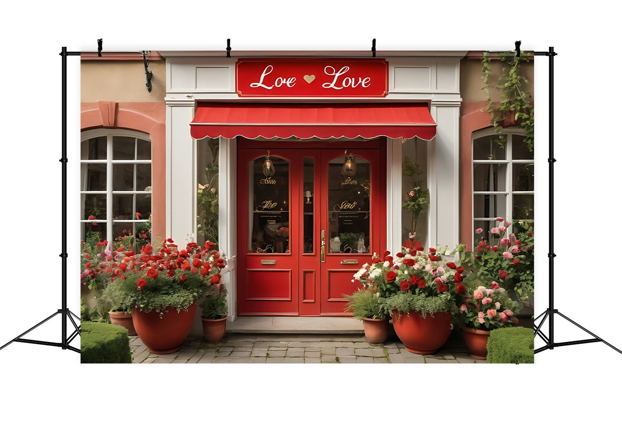 Valentinstag Backdrop Ideen Floral Liebe-inspirierte rote Tür Hintergrund BRP11-377