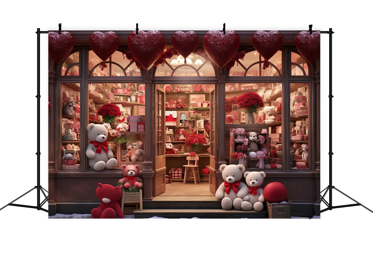 Valentinstag Fotokulisse Teddybär Herz Shop Kulisse BRP11-378