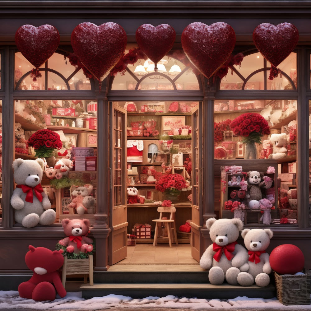 Valentinstag Fotokulisse Teddybär Herz Shop Kulisse BRP11-378