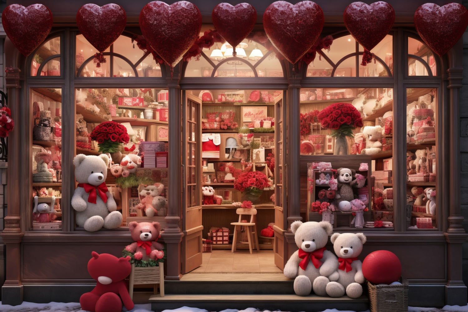 Valentinstag Fotokulisse Teddybär Herz Shop Kulisse BRP11-378