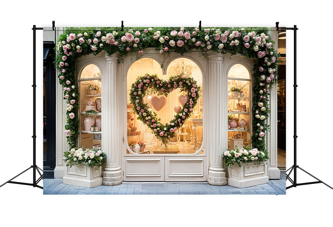 Valentine Thema Hintergrund Französisch Shop Floral Herz Hintergrund BRP11-379