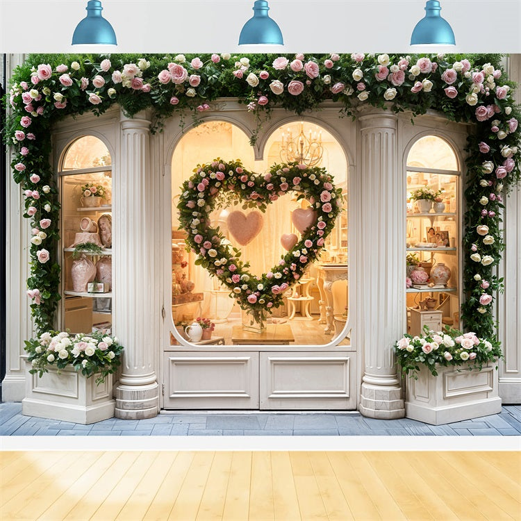 Valentine Thema Hintergrund Französisch Shop Floral Herz Hintergrund BRP11-379