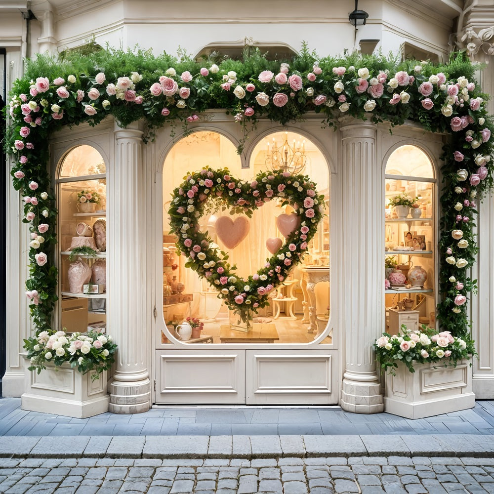 Valentine Thema Hintergrund Französisch Shop Floral Herz Hintergrund BRP11-379