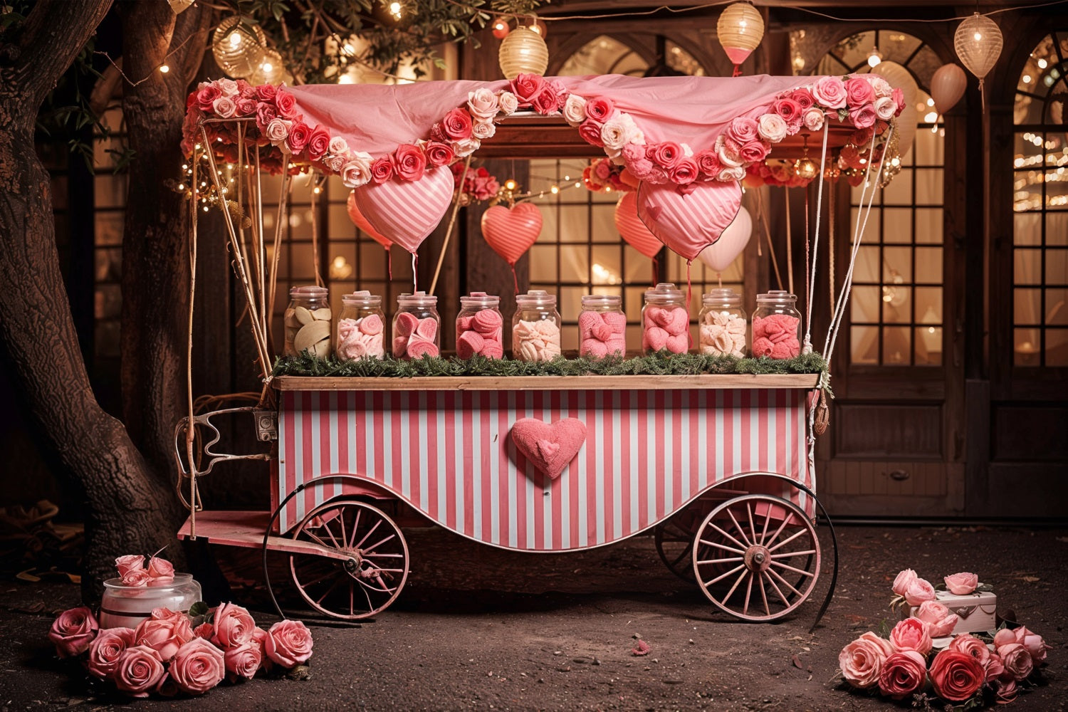 Backdrops Valentinstag Herz Rose Bonbonwagen Backdrop BRP11-385