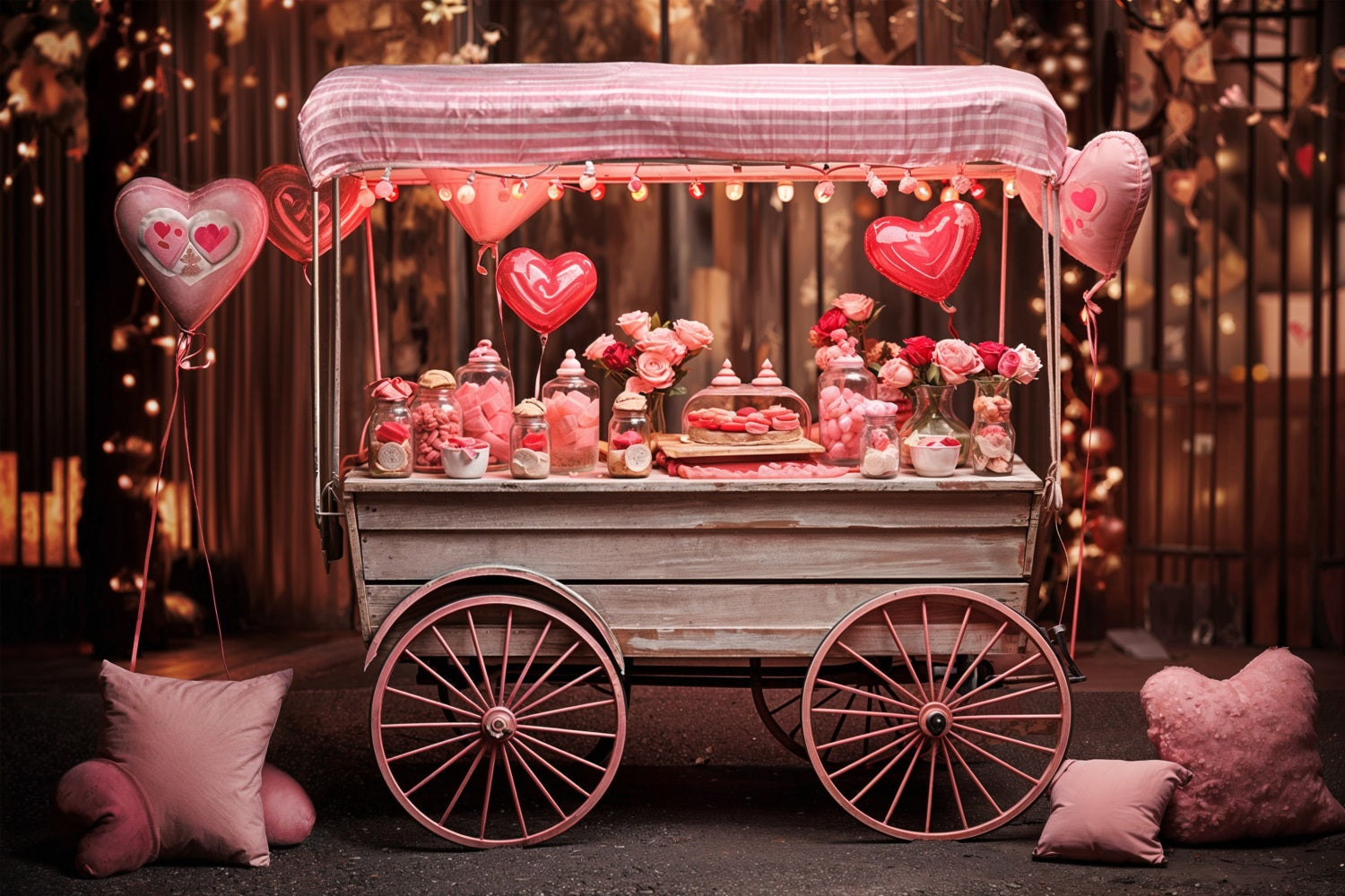 Backdrop Valentinstag Holz Vintage Candy Stand Backdrop BRP11-386