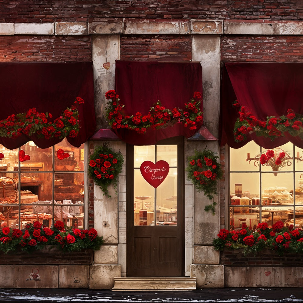 Valentinstag Fotoshooting Backdrop Herz Rosen Bäckerei Hintergrund BRP11-387