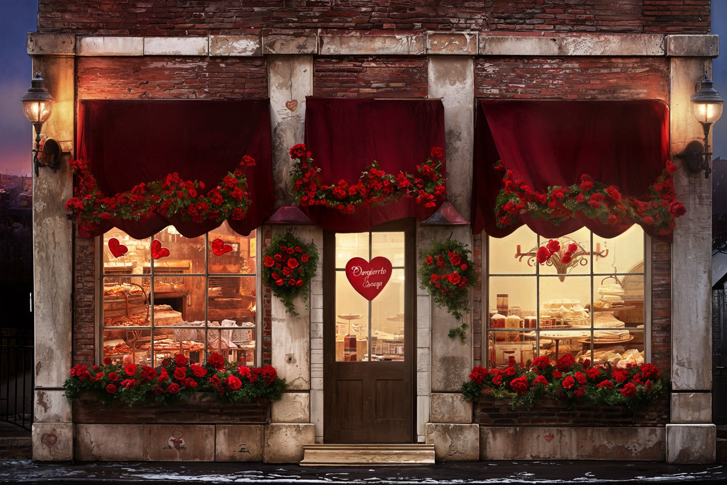 Valentinstag Fotoshooting Backdrop Herz Rosen Bäckerei Hintergrund BRP11-387