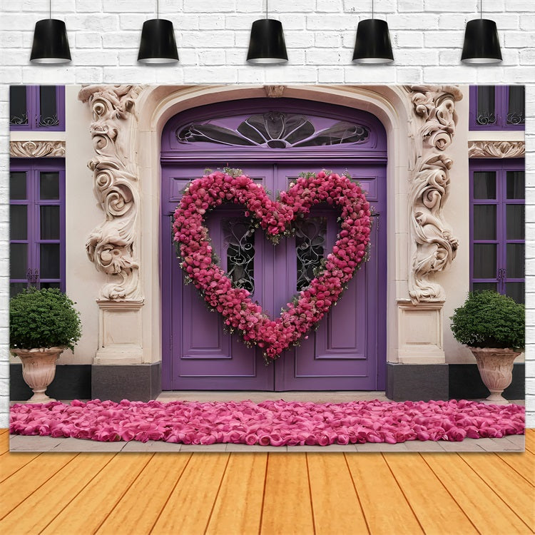 Valentinstag Herz Backdrop Kranz Lila Eingang Backdrop BRP11-392