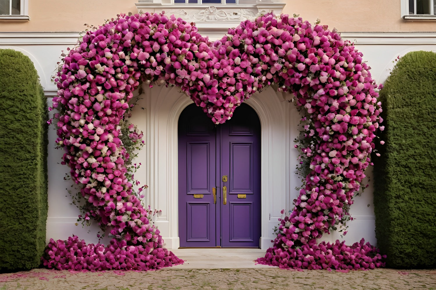 Valentinstag Fotohintergrund Herz Floral Lila Türen Backdrop BRP11-393