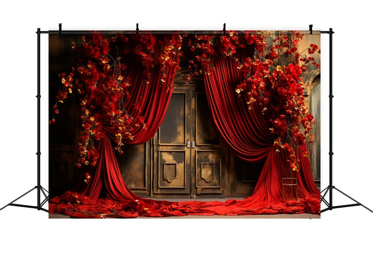 Valentinstag Fotostand Backdrop Rot Drapes Blumen Backdrop BRP11-395