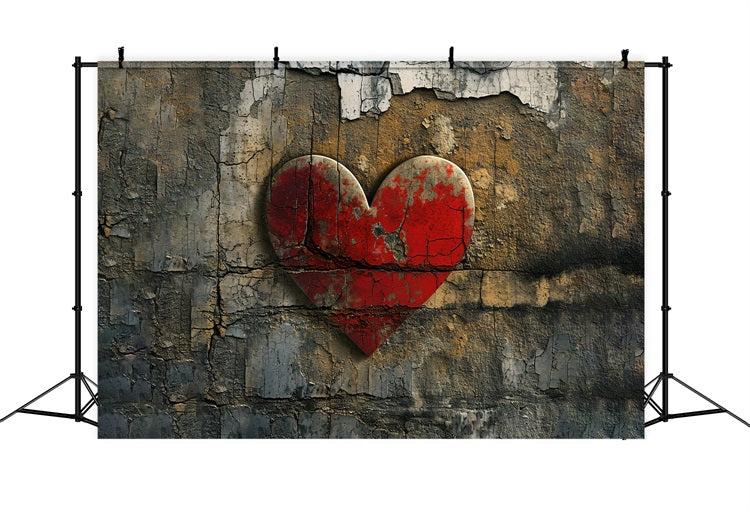 Fotografie Valentines Backdrops Cracked Red Heart Wall Backdrop BRP11-396