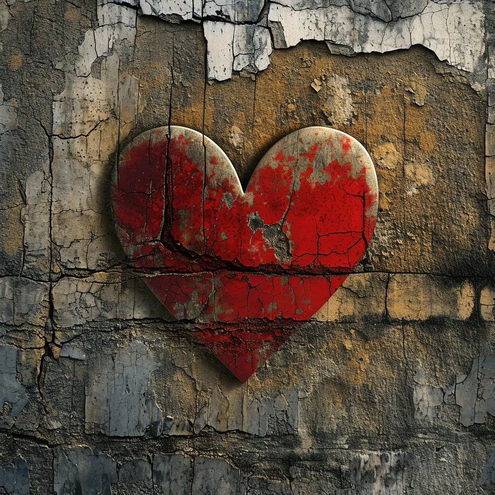 Fotografie Valentines Backdrops Cracked Red Heart Wall Backdrop BRP11-396