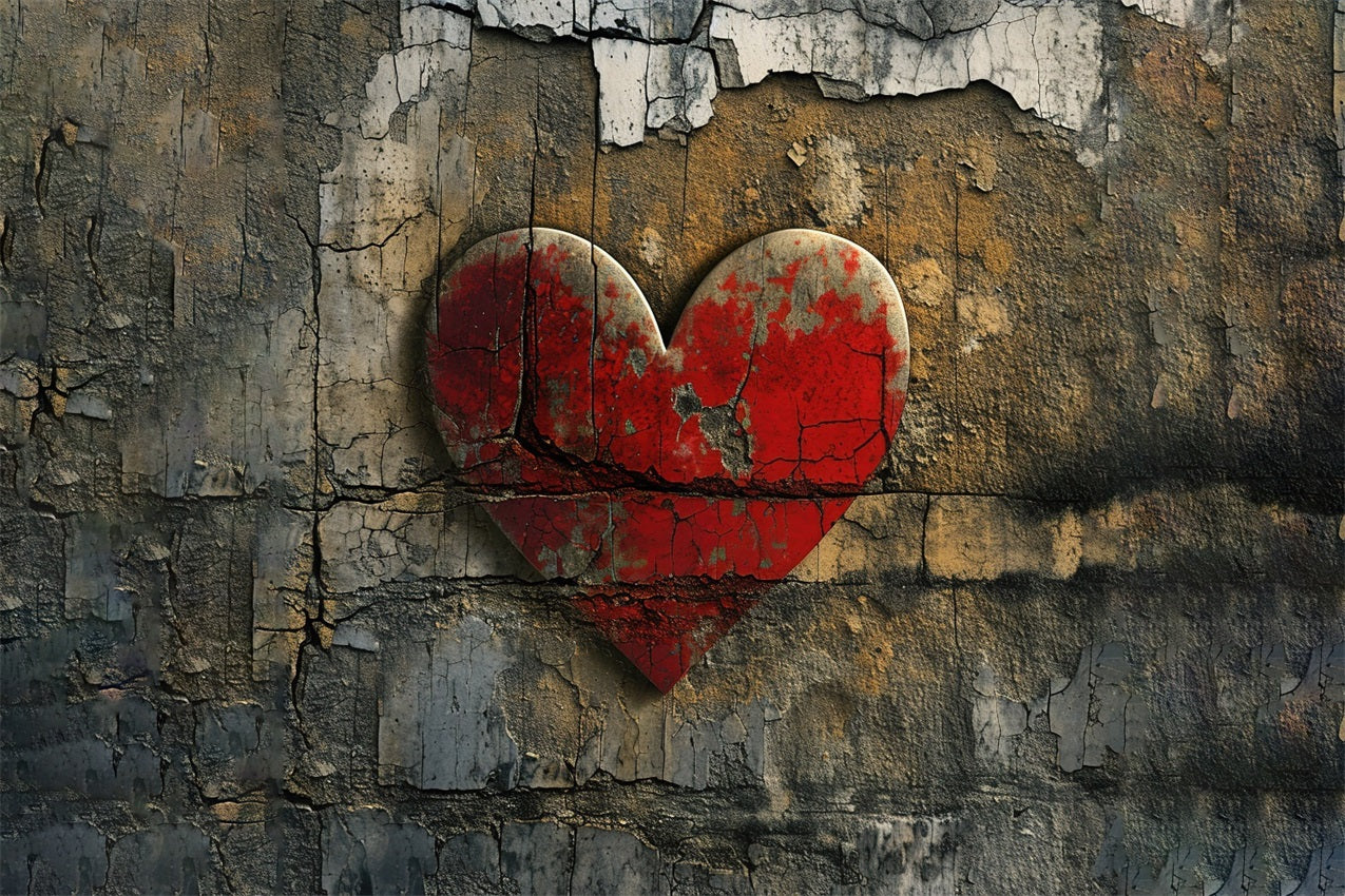 Fotografie Valentines Backdrops Cracked Red Heart Wall Backdrop BRP11-396