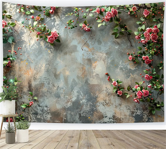 Photobooth Valentinstag Backdrop Floral Vines Painted Wall Backdrop BRP11-397