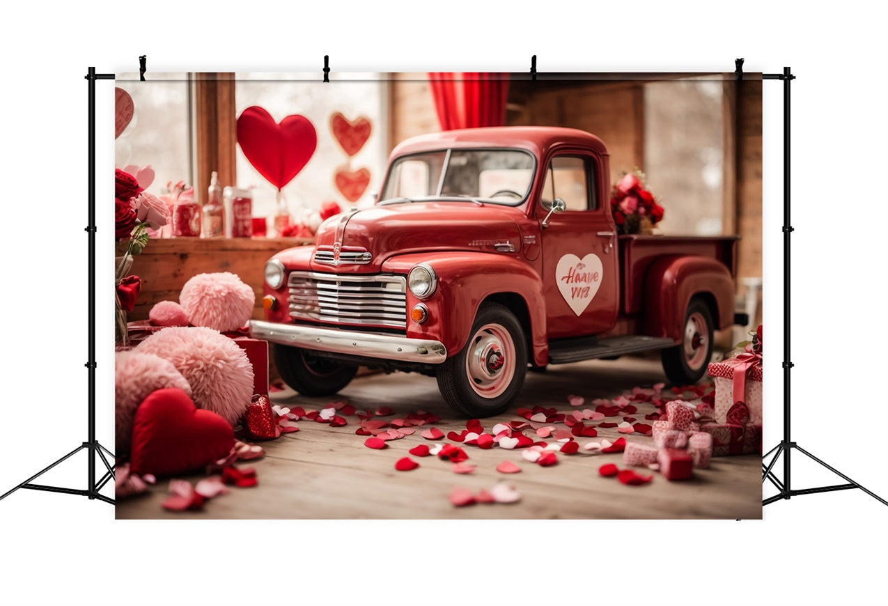 Backdrop Valentinstag Herz-Thema dekoriert rot LKW Hintergrund BRP11-407