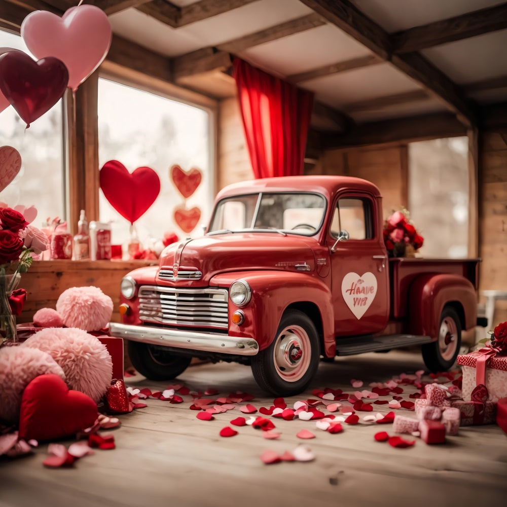 Backdrop Valentinstag Herz-Thema dekoriert rot LKW Hintergrund BRP11-407