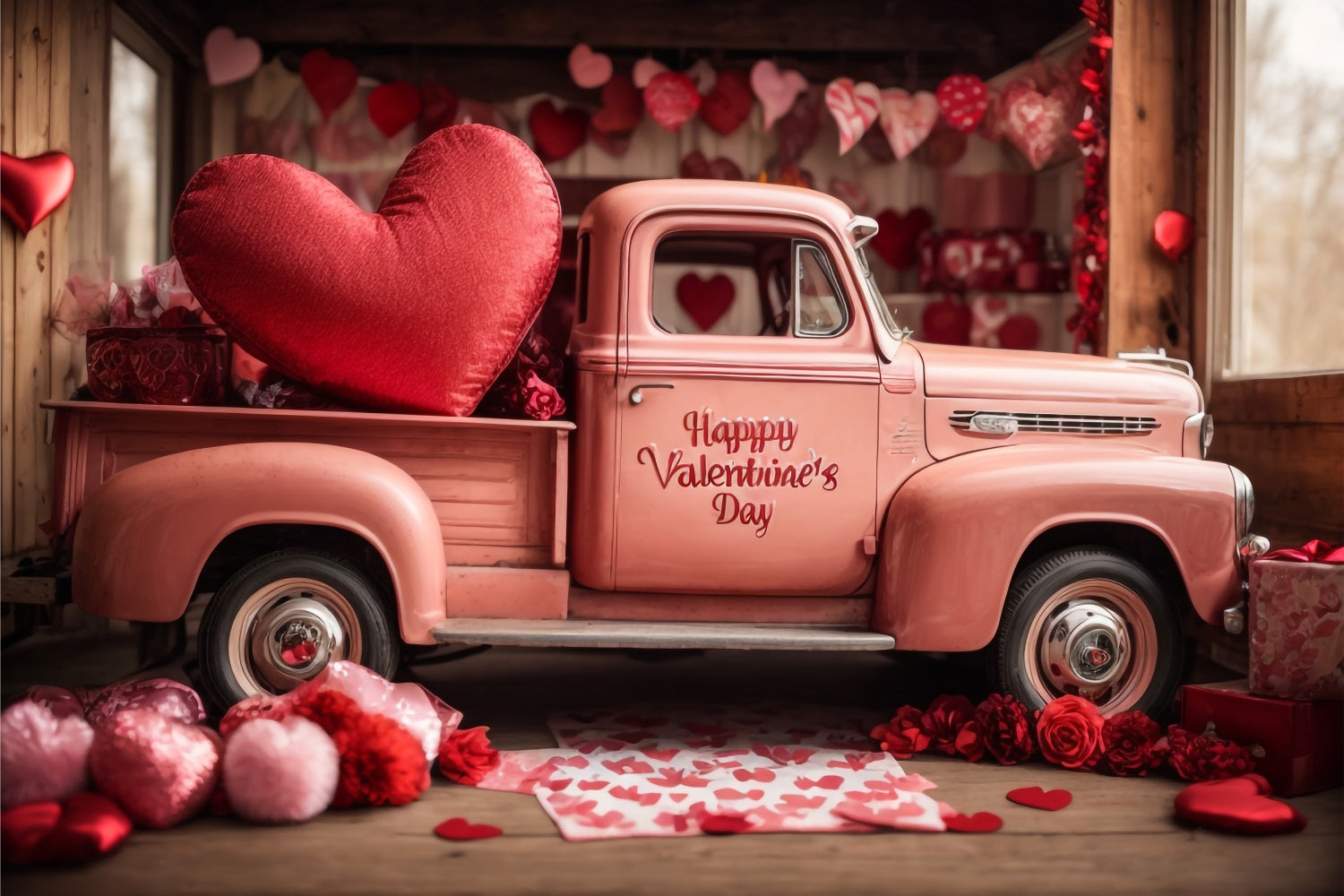 Backdrop Valentinstag Romantisch Rosa LKW Backdrop BRP11-408