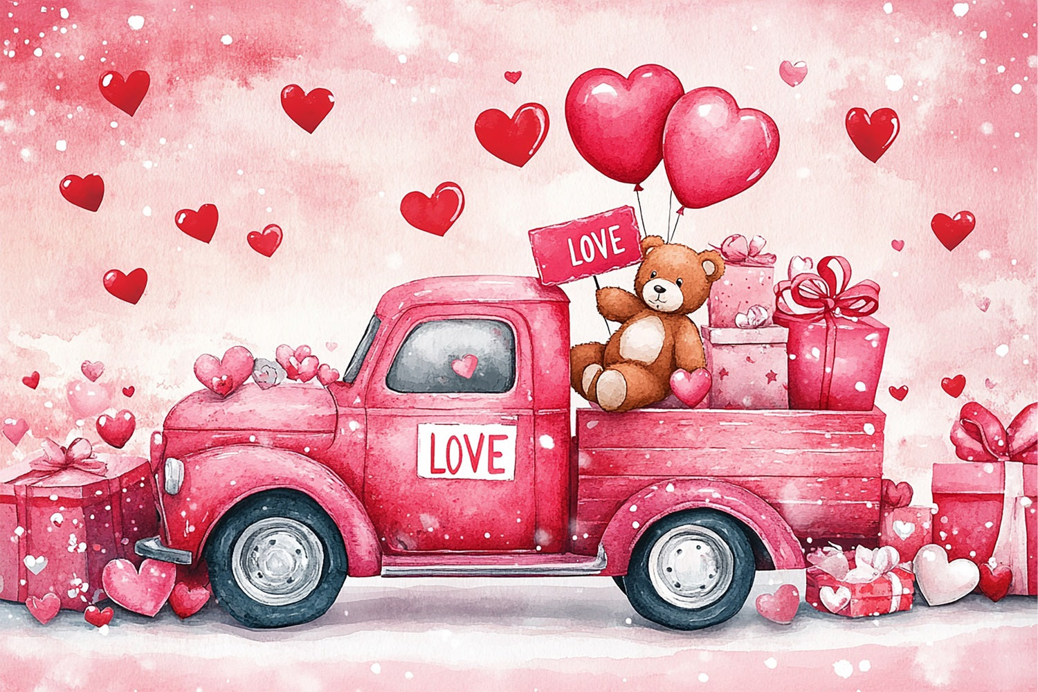 Hintergrundbild für Valentinstag Teddybär Geschenk LKW Hintergrund BRP11-409