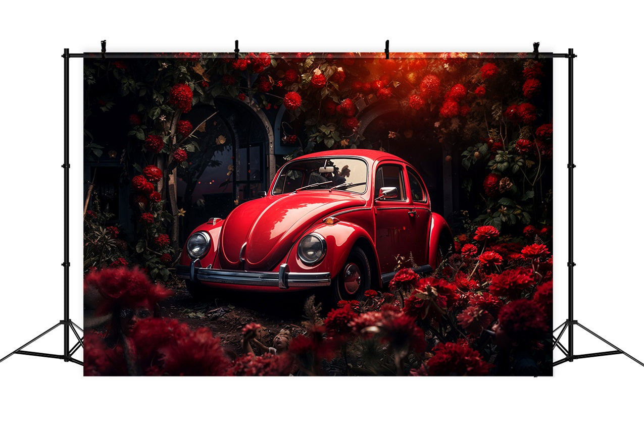 Valentinstag Fotokulisse Crimson Auto Blumen Hintergrund BRP11-413