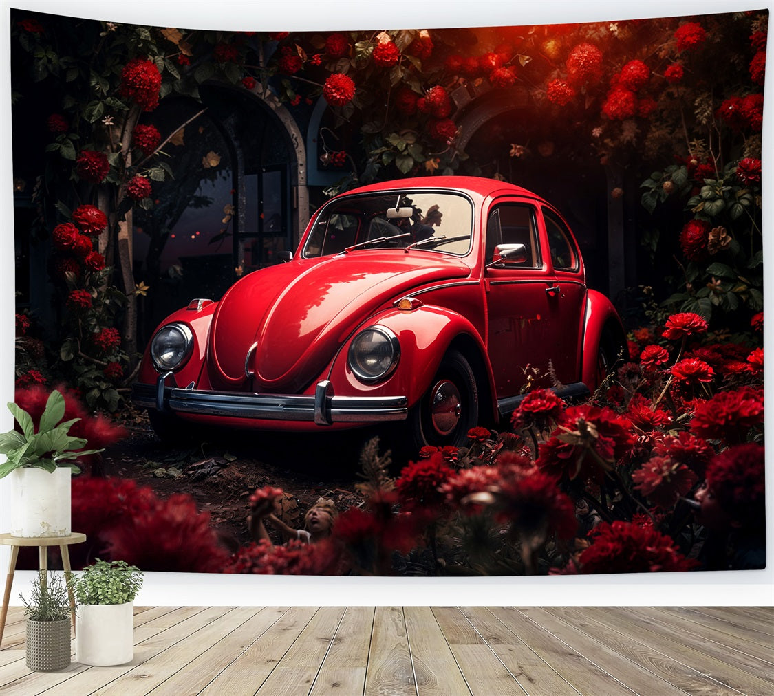 Valentinstag Fotokulisse Crimson Auto Blumen Hintergrund BRP11-413