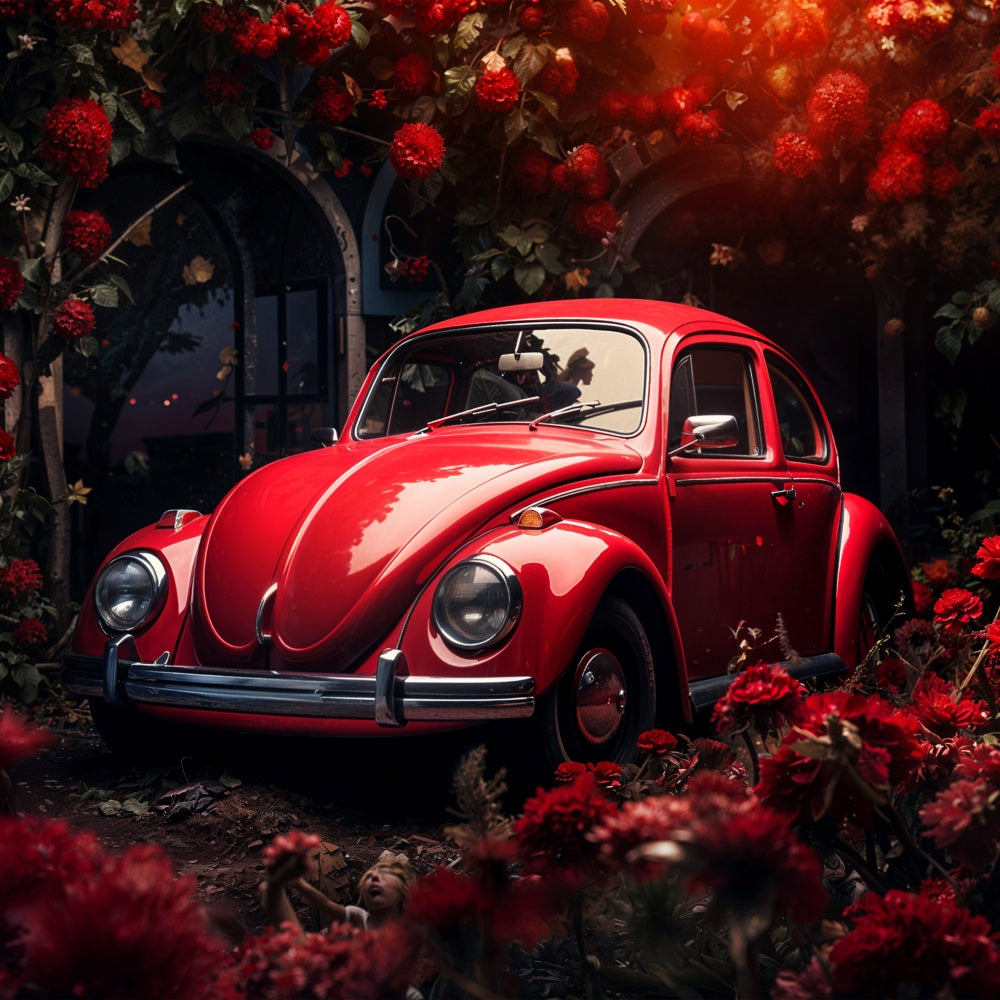 Valentinstag Fotokulisse Crimson Auto Blumen Hintergrund BRP11-413