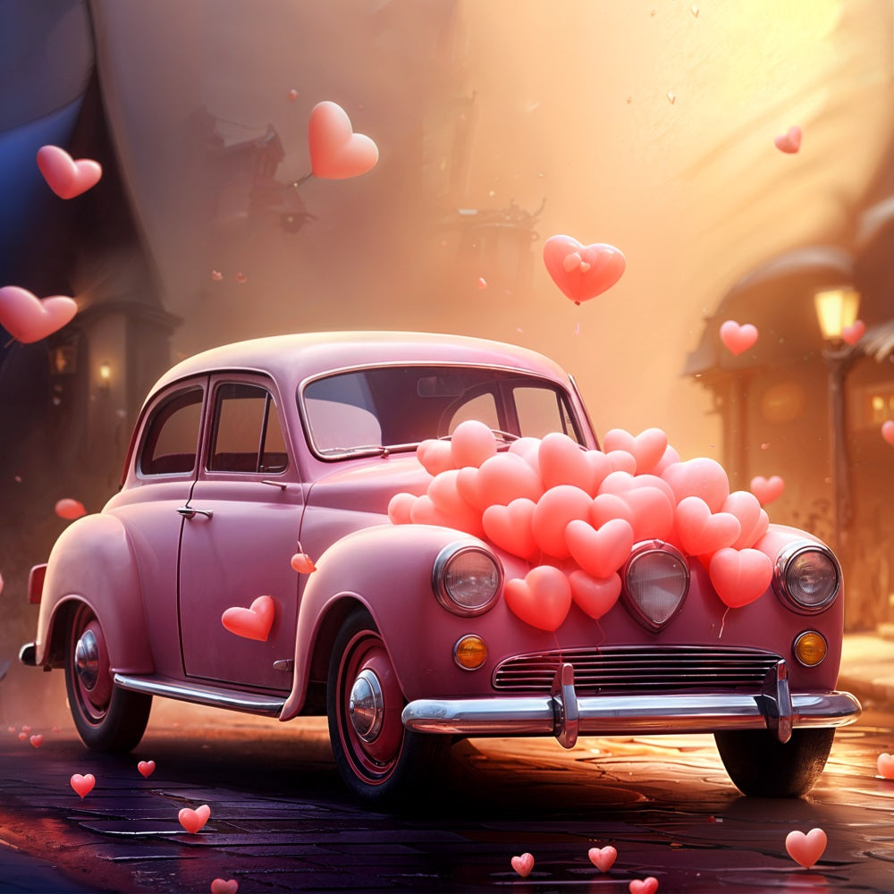 Valentinstag Fotohintergrund Auto Herz Luftballons Hintergrund BRP11-414