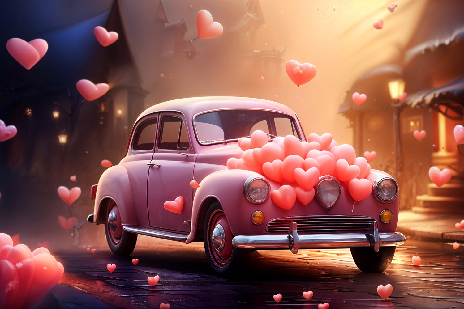 Valentinstag Fotohintergrund Auto Herz Luftballons Hintergrund BRP11-414