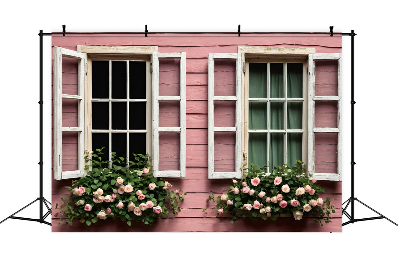 Valentinstag Fotohintergrund Vintage Rosa Fenster Blumenhintergrund BRP11-416