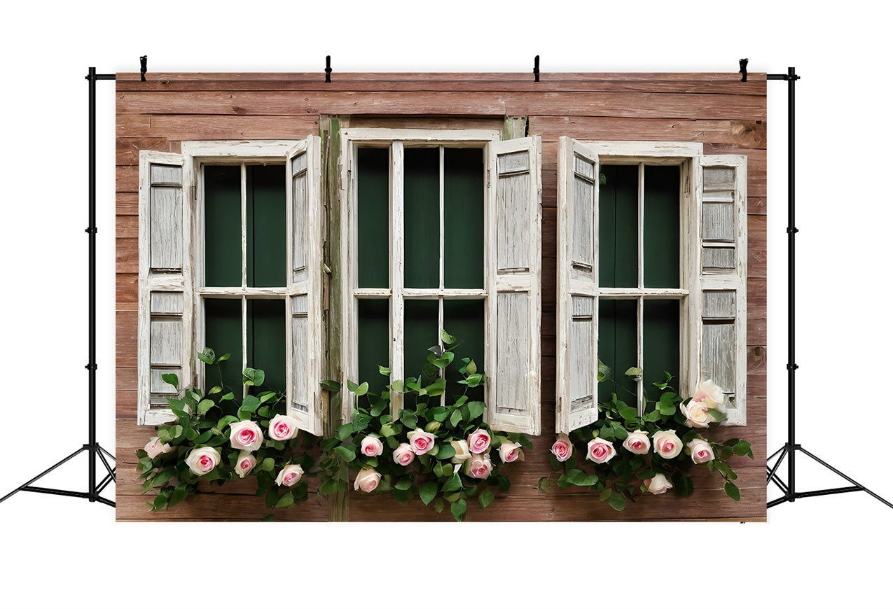 Valentinstag Backdrops Rose gerahmt Rustikale Fenster Backdrop BRP11-418