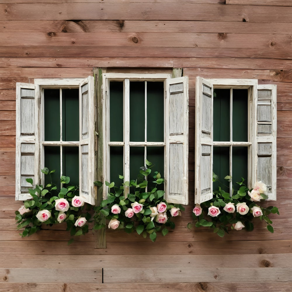 Valentinstag Backdrops Rose gerahmt Rustikale Fenster Backdrop BRP11-418