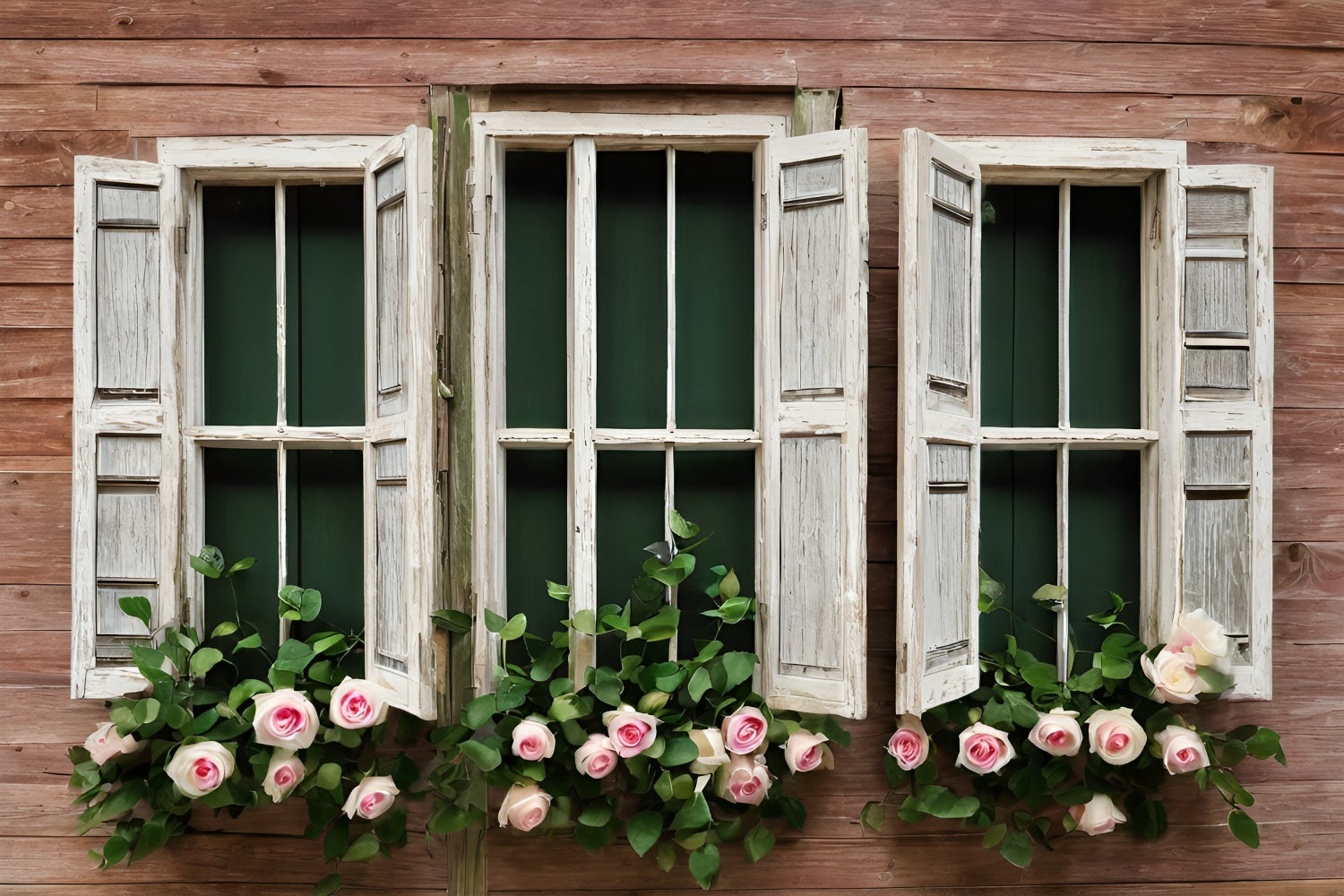 Valentinstag Backdrops Rose gerahmt Rustikale Fenster Backdrop BRP11-418