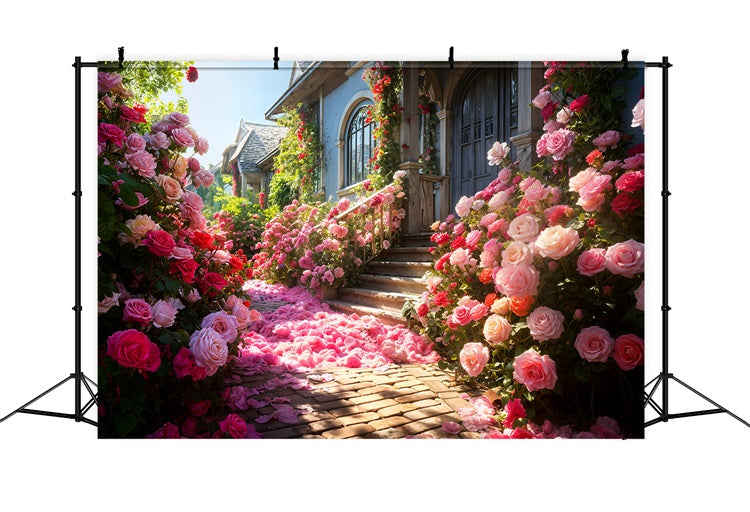 Fotografie Valentinstag Backdrop Idyllische Rose Hauseingang Backdrop BRP11-427