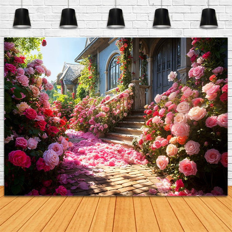 Fotografie Valentinstag Backdrop Idyllische Rose Hauseingang Backdrop BRP11-427