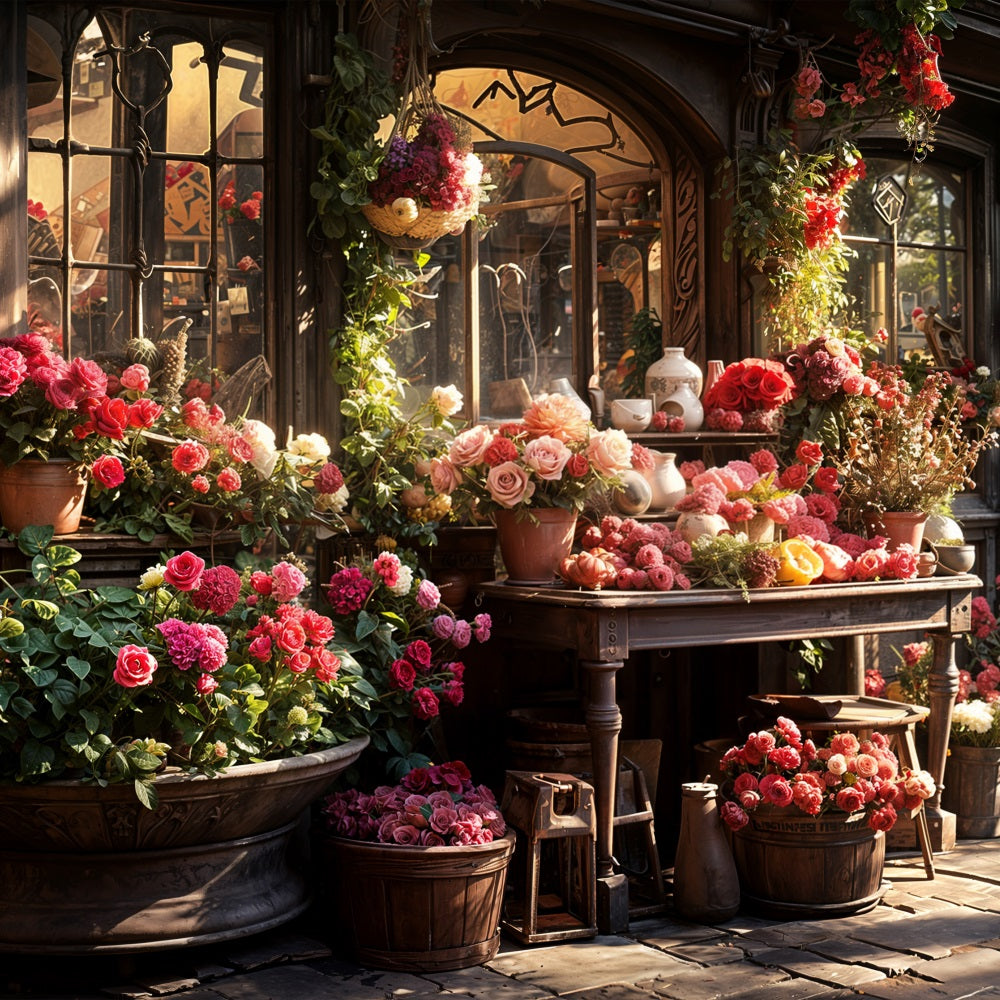 Fotografie Valentinstag Backdrop Blumenladen Überquellende Blüten Backdrop BRP11-428