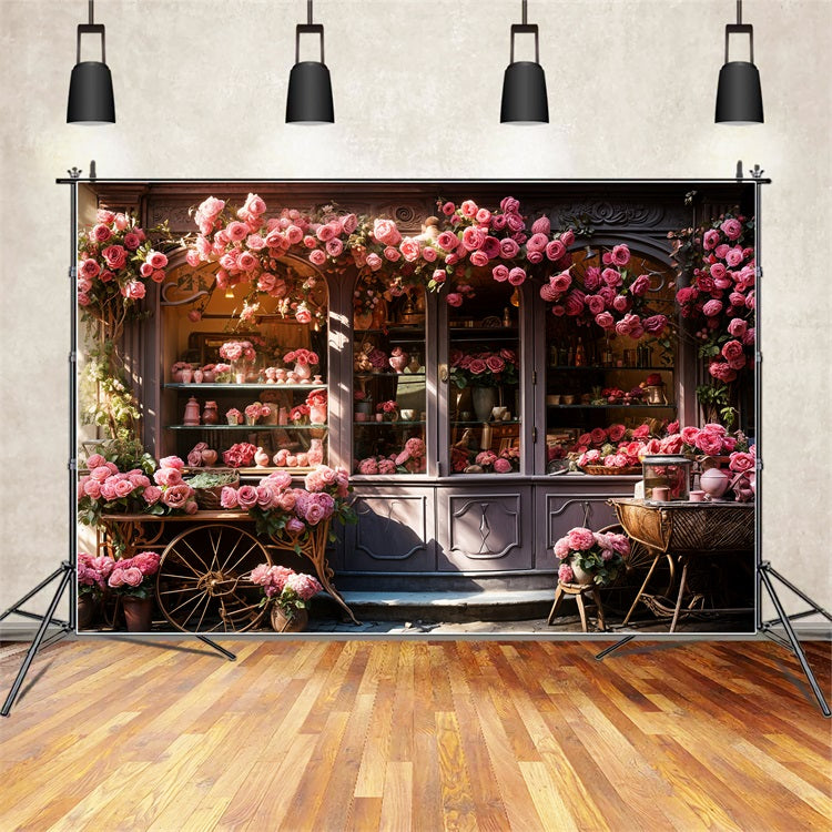 Fotografie Valentine Backdrops Schaufenster Kaskadierende Rosa Rosen Backdrop BRP11-429